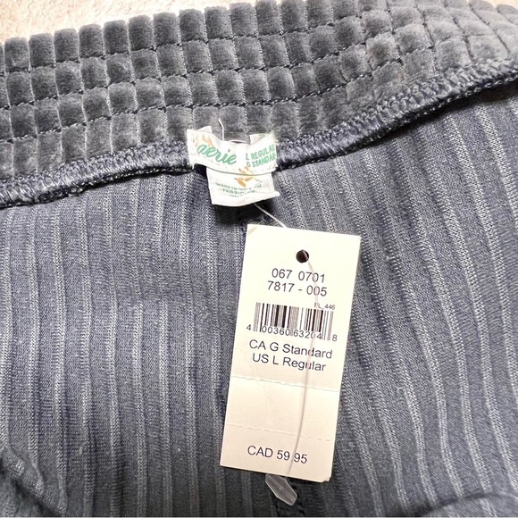 NWT Aerie Groove-On Ribbed Velour Flare Pants Charcoal Grey women’s size L - Picture 6 of 10